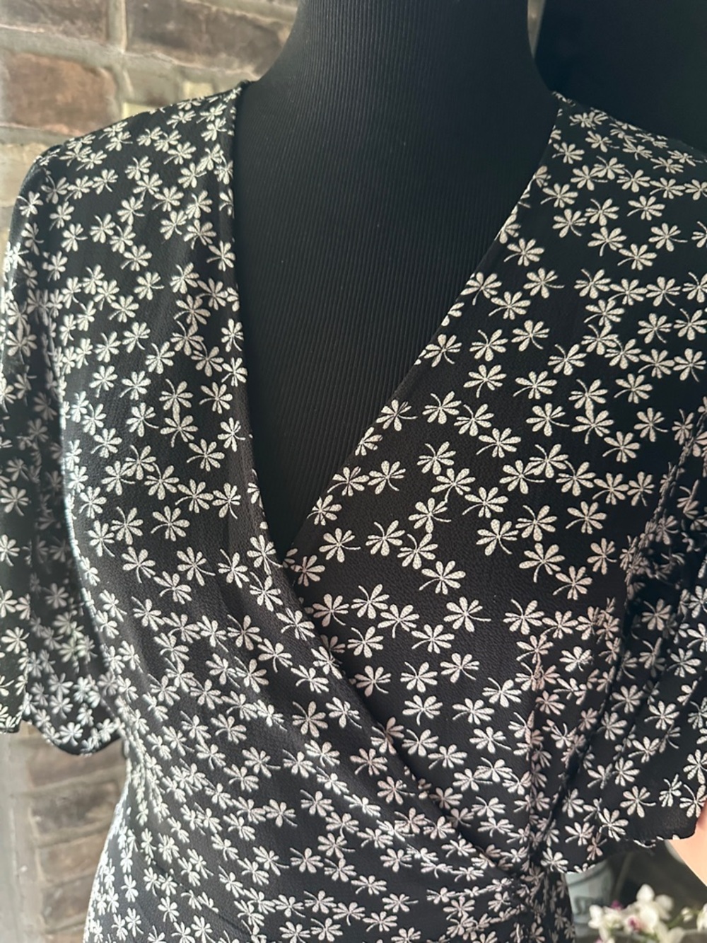 Max Studio Black and White Floral Midi Dress